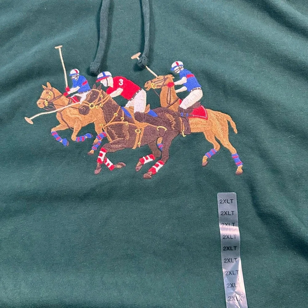 Polo Ralph Lauren Hoodie Men’s 3 Patch Triple‎ Pony Jumper Green 2XLT